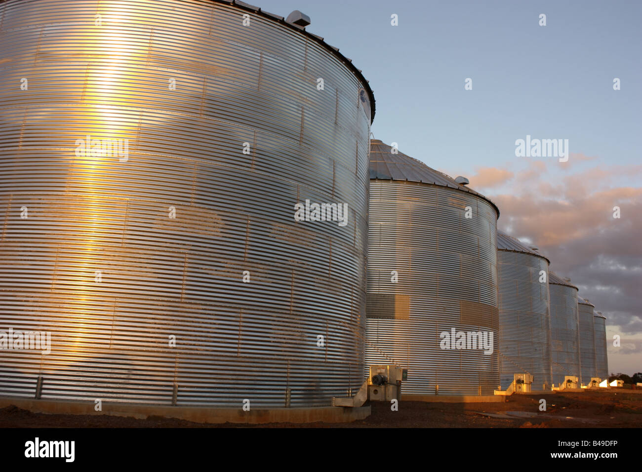 Un grande silo ondulato per grano recieval sulla penisola di Eyre Foto Stock