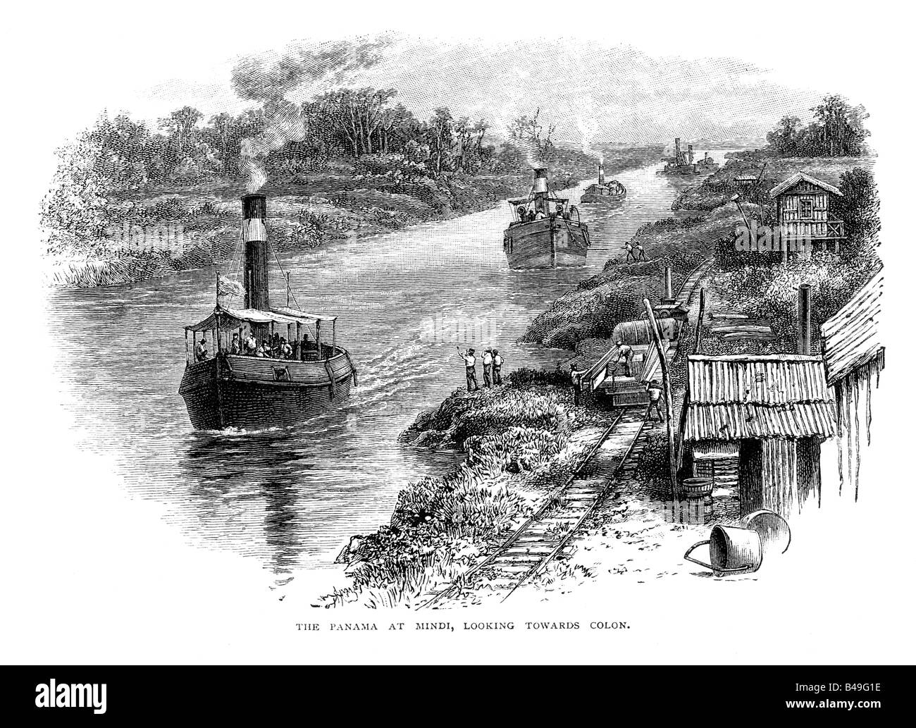 Illustrazione del Canale di Panama a Mindi guardando verso il colon circa 1885 Foto Stock