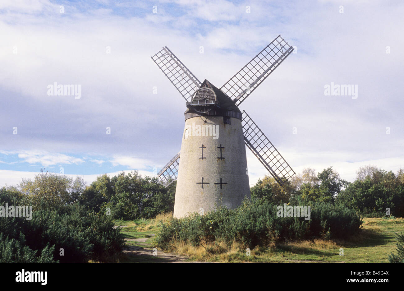 Bidston Windmill Wirral Merseyside mulini a vento inglese Inghilterra UK vele cappuccio tower mill Foto Stock