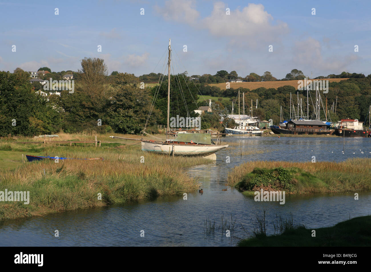 Testa del fiume Helford estuario a Gweek Cornwall Inghilterra REGNO UNITO Foto Stock