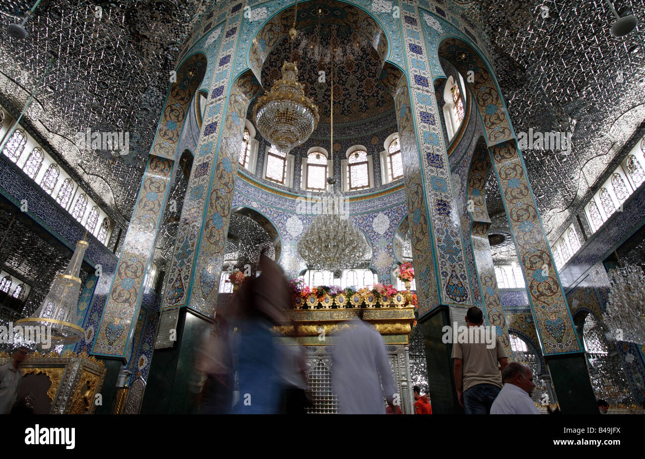 Decorazioni di Sayyida Zeinab moschea iraniana, Damasco, Siria Foto Stock
