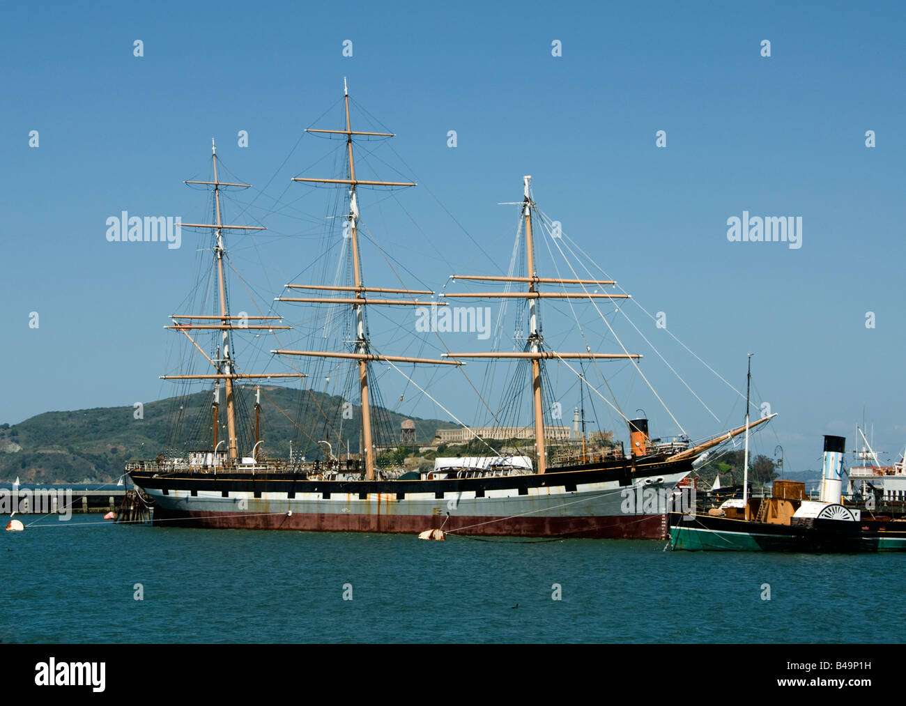 California San Francisco Balclutha hstoric più grande nave a vela in Hyde Street Pier collezione marittima. Foto Stock