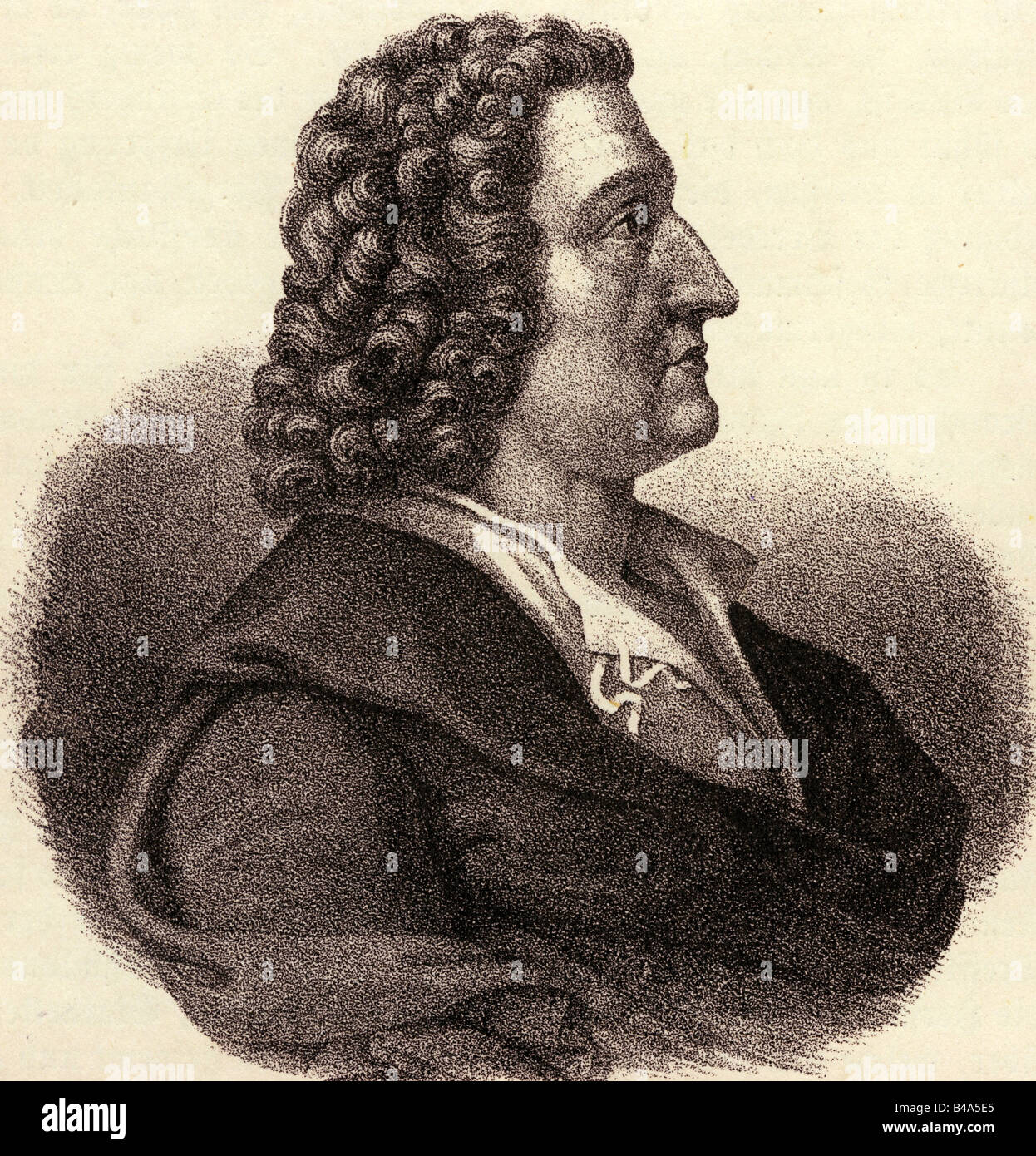 Böttger, Johann Friedrich 4.2.1682 - 13.3.1719, alchimista tedesco, ritratto, vista laterale, litografia, 19th secolo, dopo illustrazione contemporanea, Foto Stock