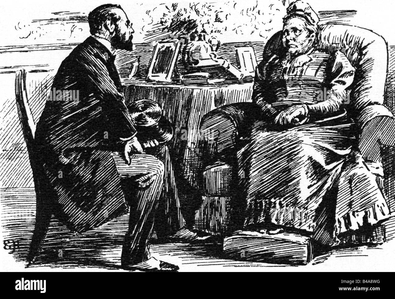 Medicina, medico, caricatura, medico e paziente, disegno di Everard Hopkins (1860 - 1928), Foto Stock