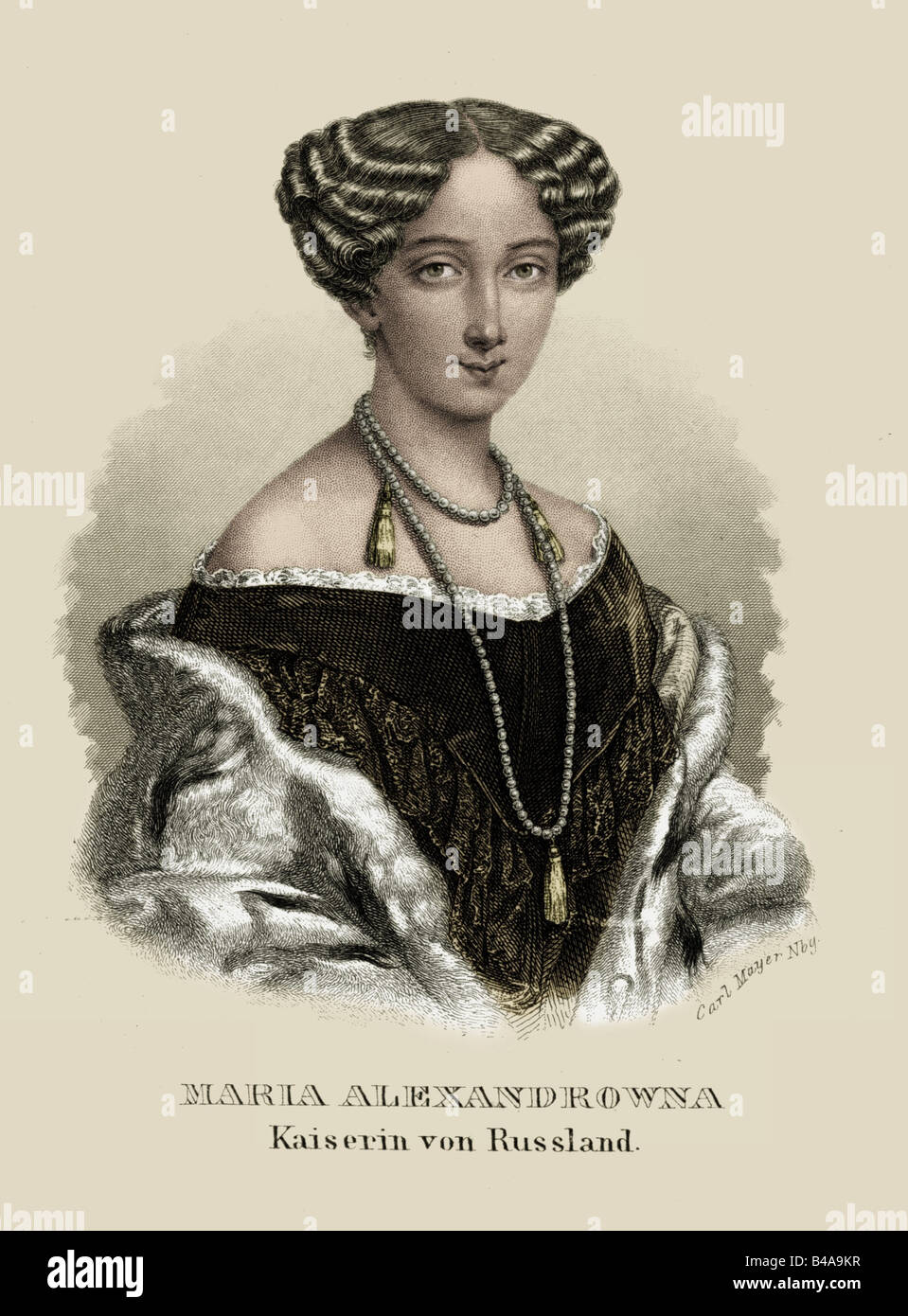 Maria Alexandrovna, 8.8.1824 - 3.6.1880, imperatrice di Russia 18.2.1855 - 3.6.1880, ritratto, acciaio, incisione del XIX secolo, poi colorati, , artista del diritto d'autore non deve essere cancellata Foto Stock