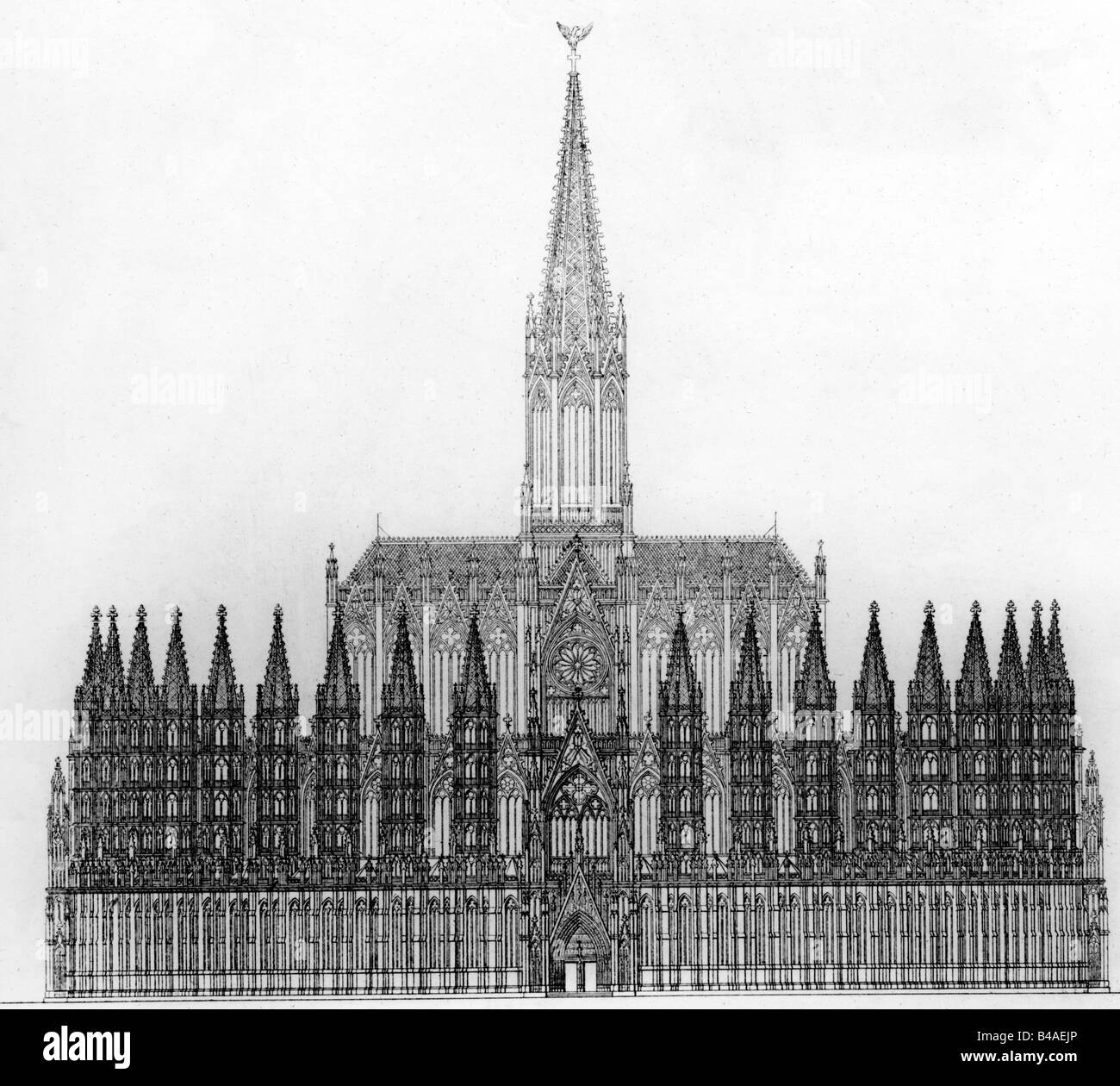 Architettura, disegni, Tempio del Sacro Graal, disegno di Sulpiz Boisserre dopo la descrizione in 'Titurel' di Wolfram von Eschenbach, incisione in acciaio, 19th secolo, , Foto Stock