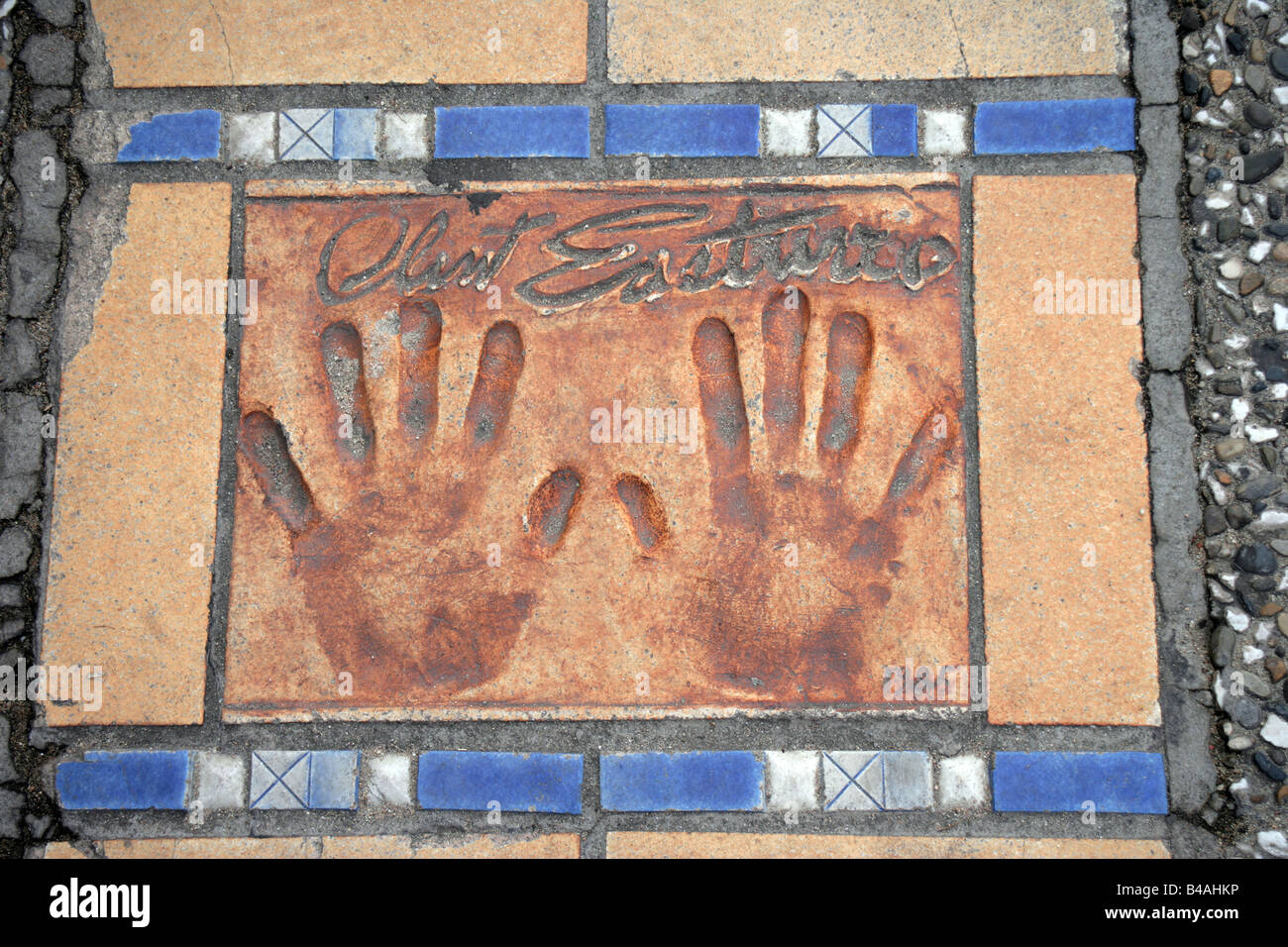 Clint Eastwood s palm stampe su La Croisette Cannes Francia Foto Stock