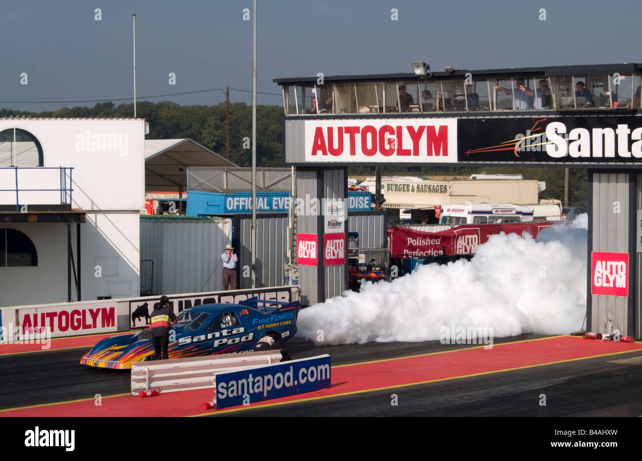 Fireforce jet-powered funny auto. Santa Pod raceway, Inghilterra, Regno Unito. Foto Stock