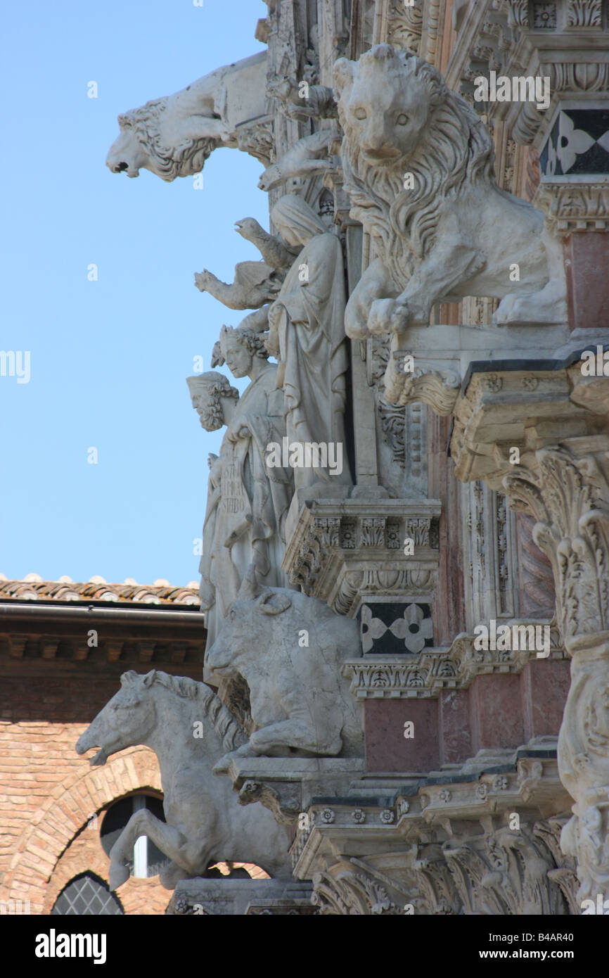 Cattedrale di Siena esterno, dettaglio, Toscana, Italia Foto Stock