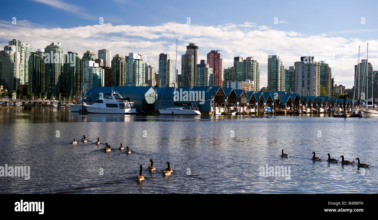 Vancouver skyline della città, vista da Stanley Park, British Columbia, Canada Foto Stock