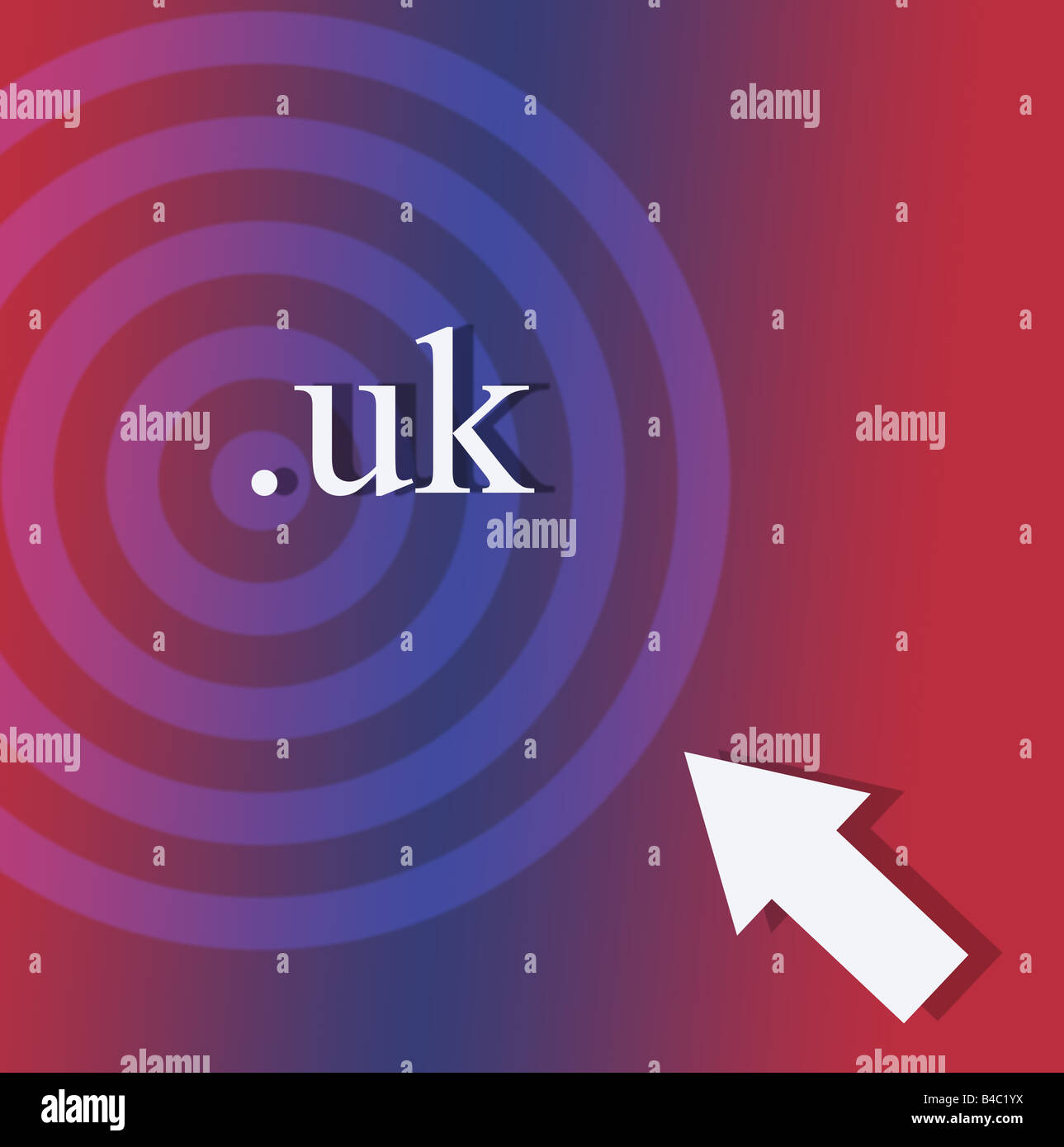 Progettazione di .Regno Unito -.uk - il simbolo e la freccia del cursore. Foto Stock