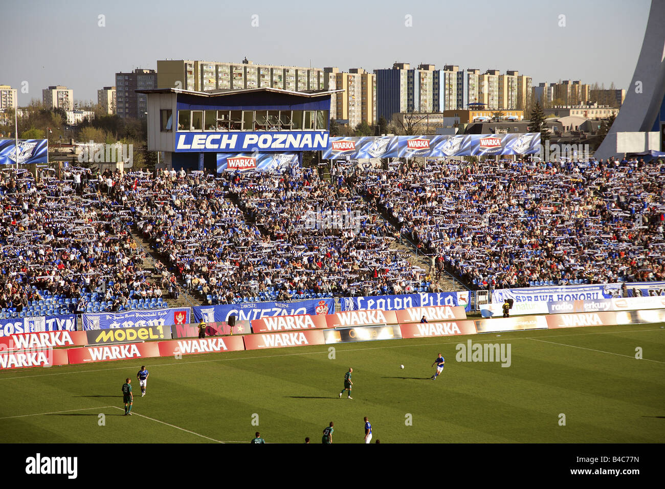 Stadio di un premier polacco league team Lech Poznan durante una partita in casa, Polonia Foto Stock