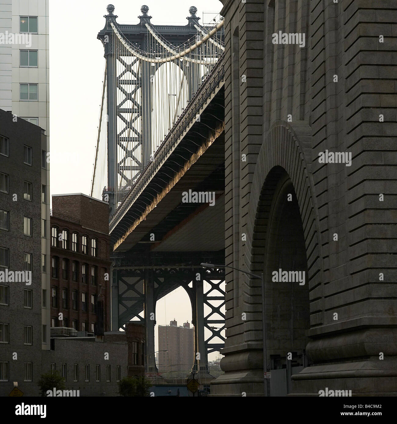 DUMBO giù sotto Manhattan Bridge sottopassaggio New York City USA Foto Stock