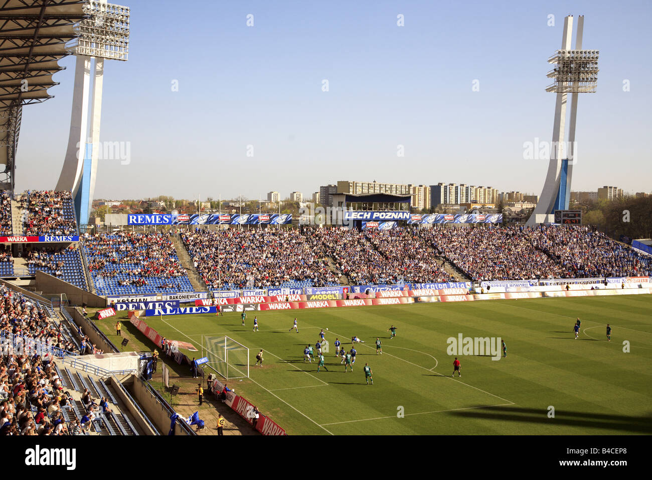 Stadio di un premier polacco league team Lech Poznan, durante una partita in casa, Polonia Foto Stock