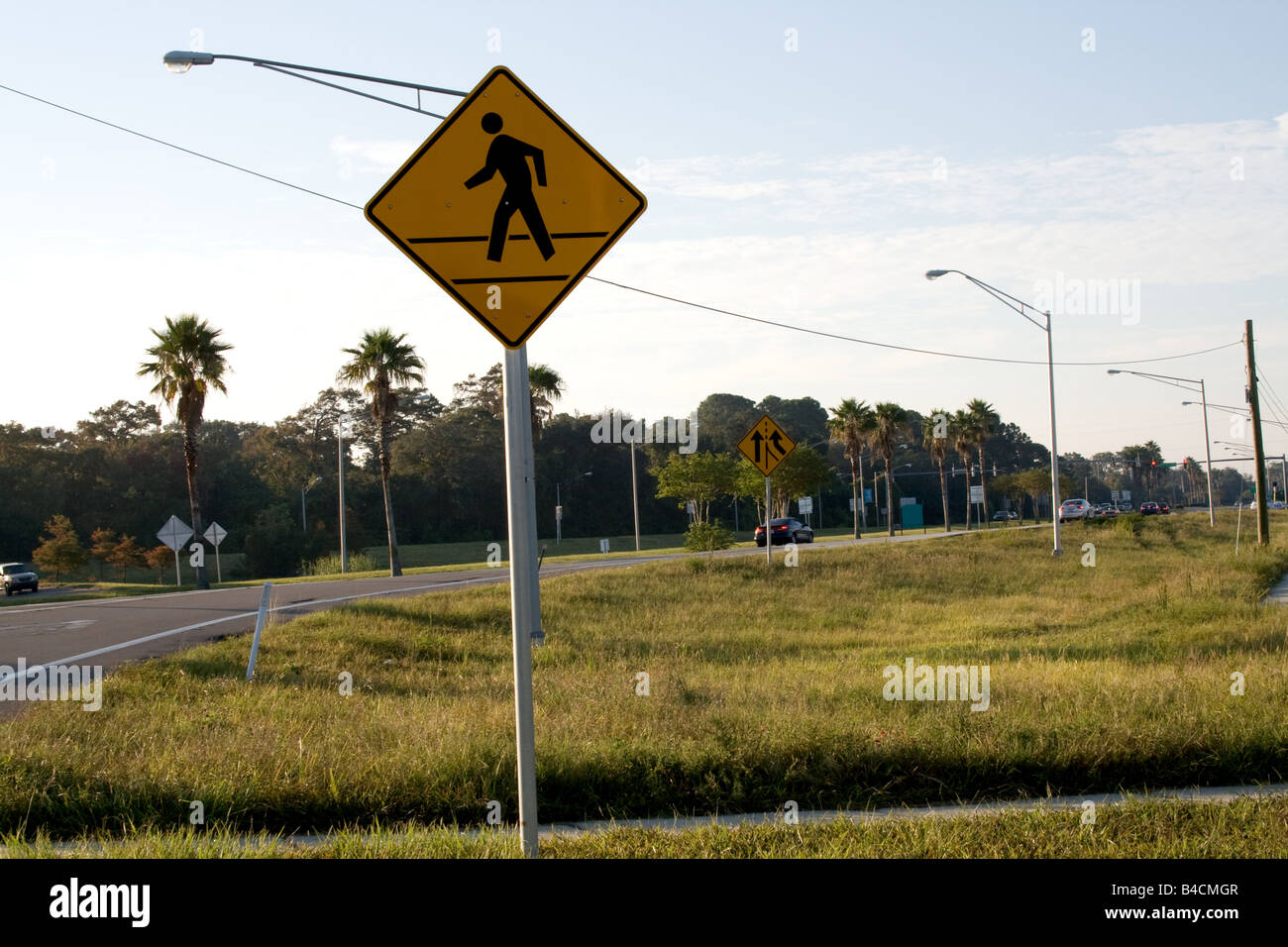 Attraversamento pedonale attraversamento di segno Rte A1A nel Ponte Vedra Beach, Florida Foto Stock