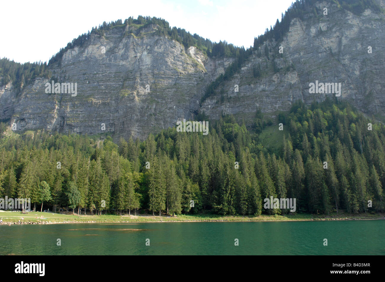 Lago Lac de Montriond sulle Alpi francesi Foto Stock