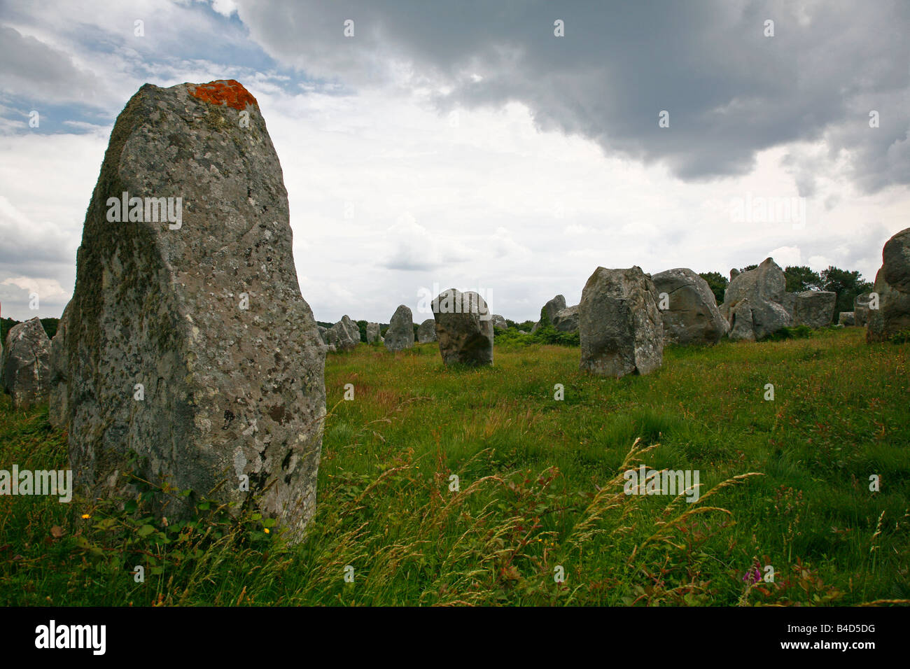 Luglio 2008 - pietre megalitiche allineamenti de Kremario Carnac Morbihan Bretagna Francia Foto Stock