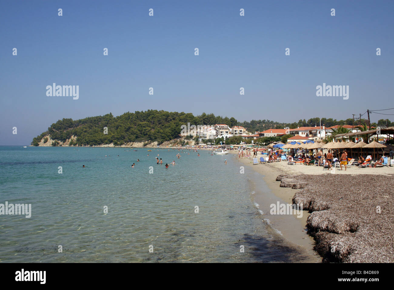 SIVIRI BEACH (nord). Penisola KASSANDRA. HALKIDIKI. La Grecia Foto Stock