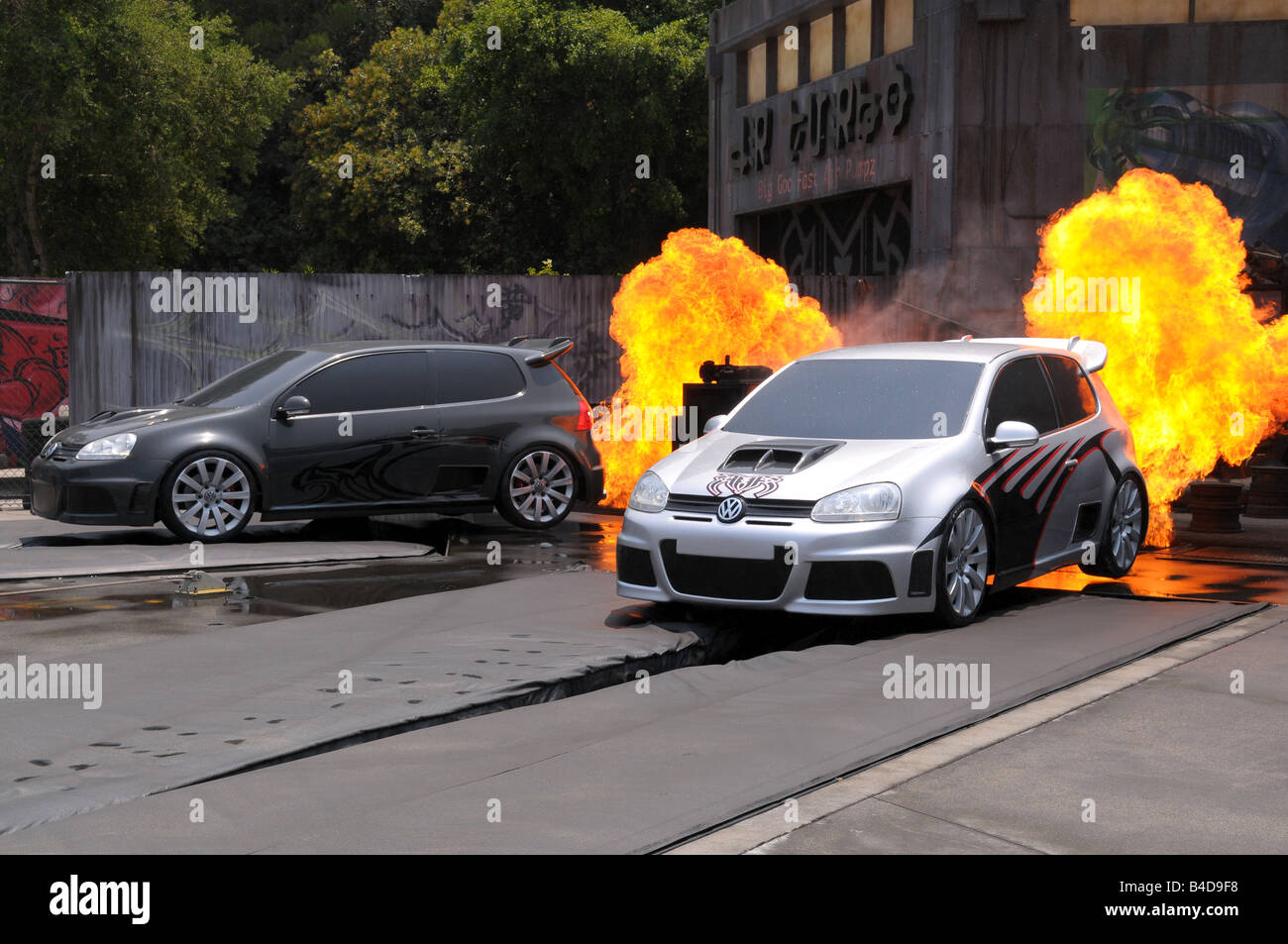 Hollywood speciale effetto esplosione auto Foto Stock