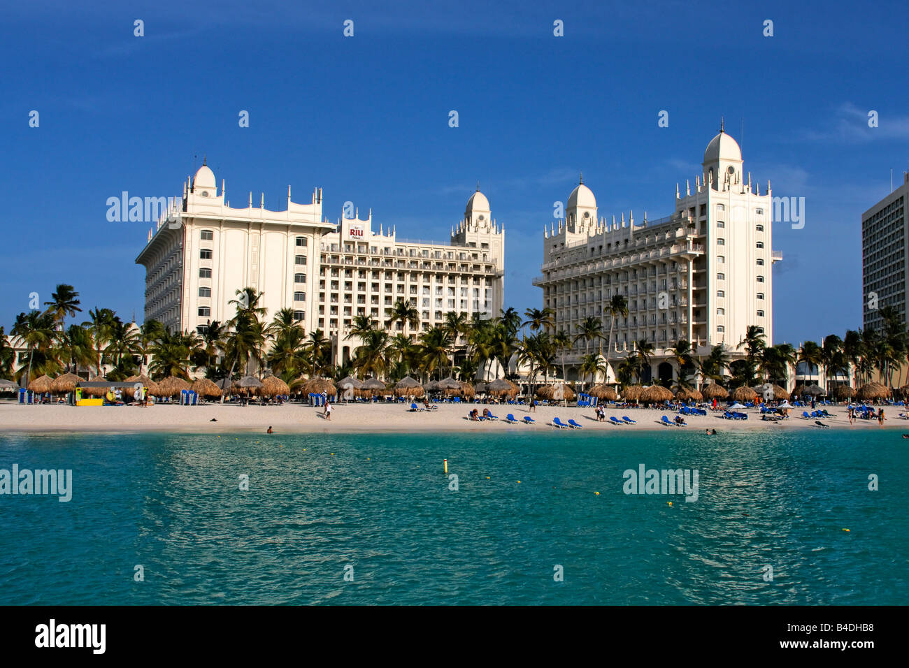 Aruba Palm Beach West Indies Dutch Carribean America Centrale Riu Hotel Casino Foto Stock