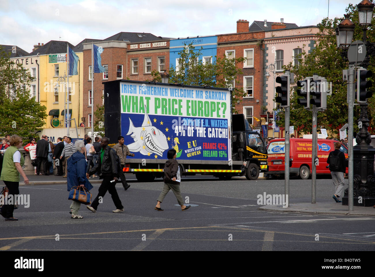 I pescatori irlandesi manifestazione anti quote europee Dublino Irlanda Foto Stock