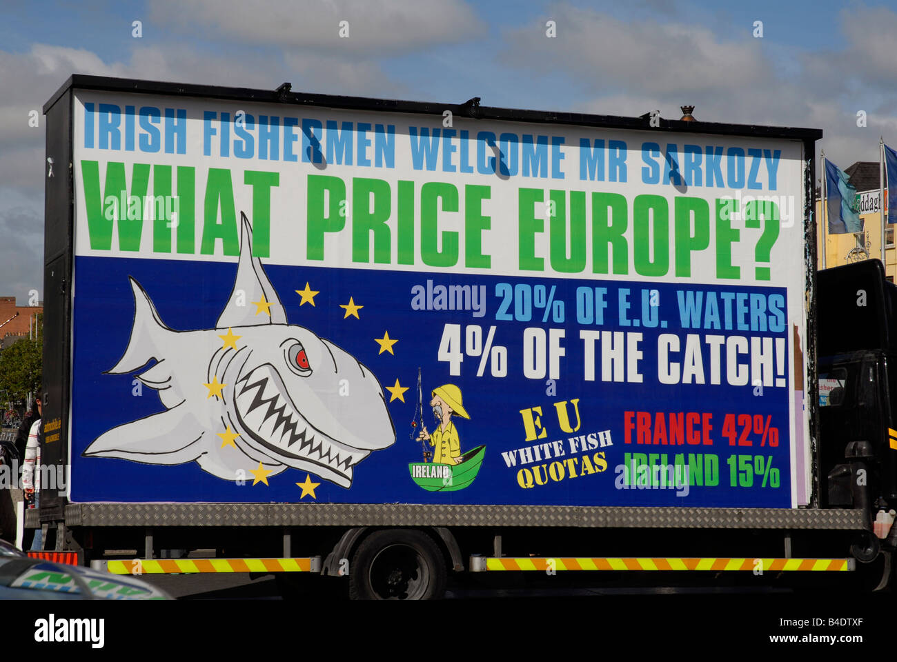 I pescatori irlandesi manifestazione anti quote europee Dublino Irlanda Foto Stock