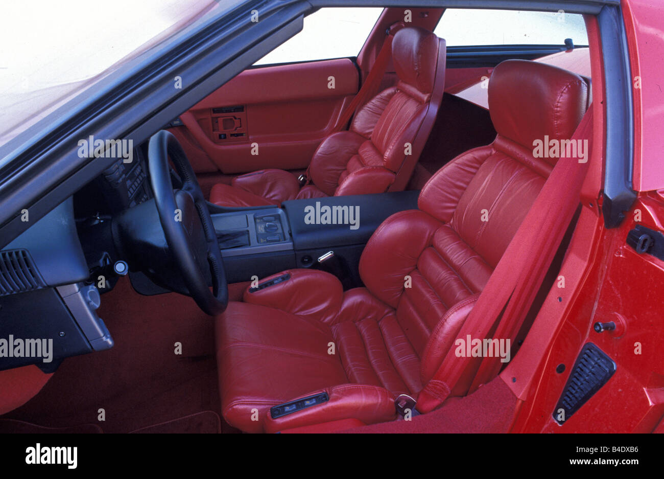 Auto Chevrolet Corvette ZR 1, coupe/Coupé roadster, rosso, anno modello 1988, vista interna, vista interna, sedile anteriore, conducente se Foto Stock