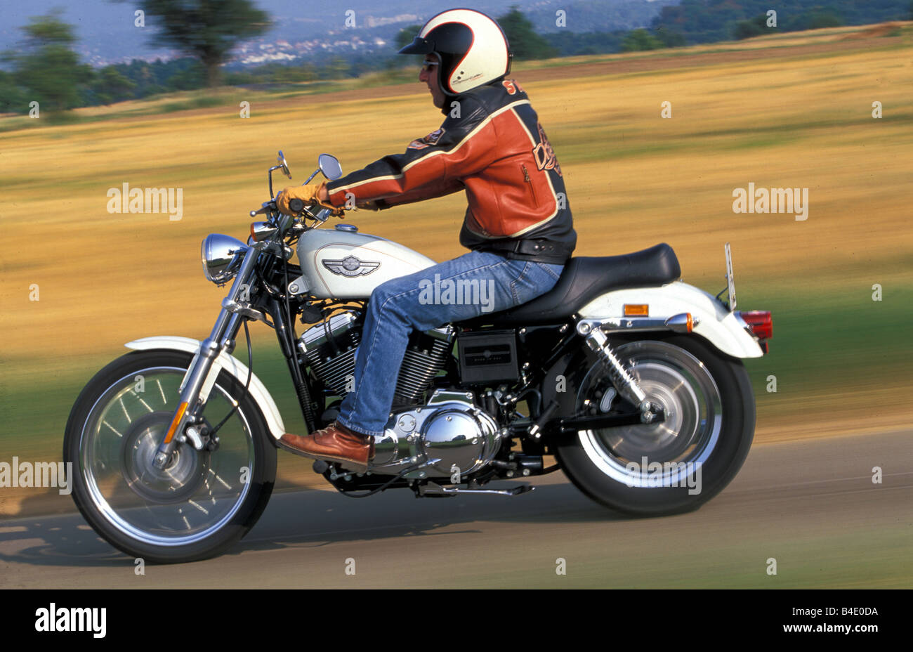 Ciclo motore, Street ciclo motore, Naked bike, Harley-Davidson Sportster 1200 personalizzato, bianco, anno modello 2003, guida, dritta Foto Stock