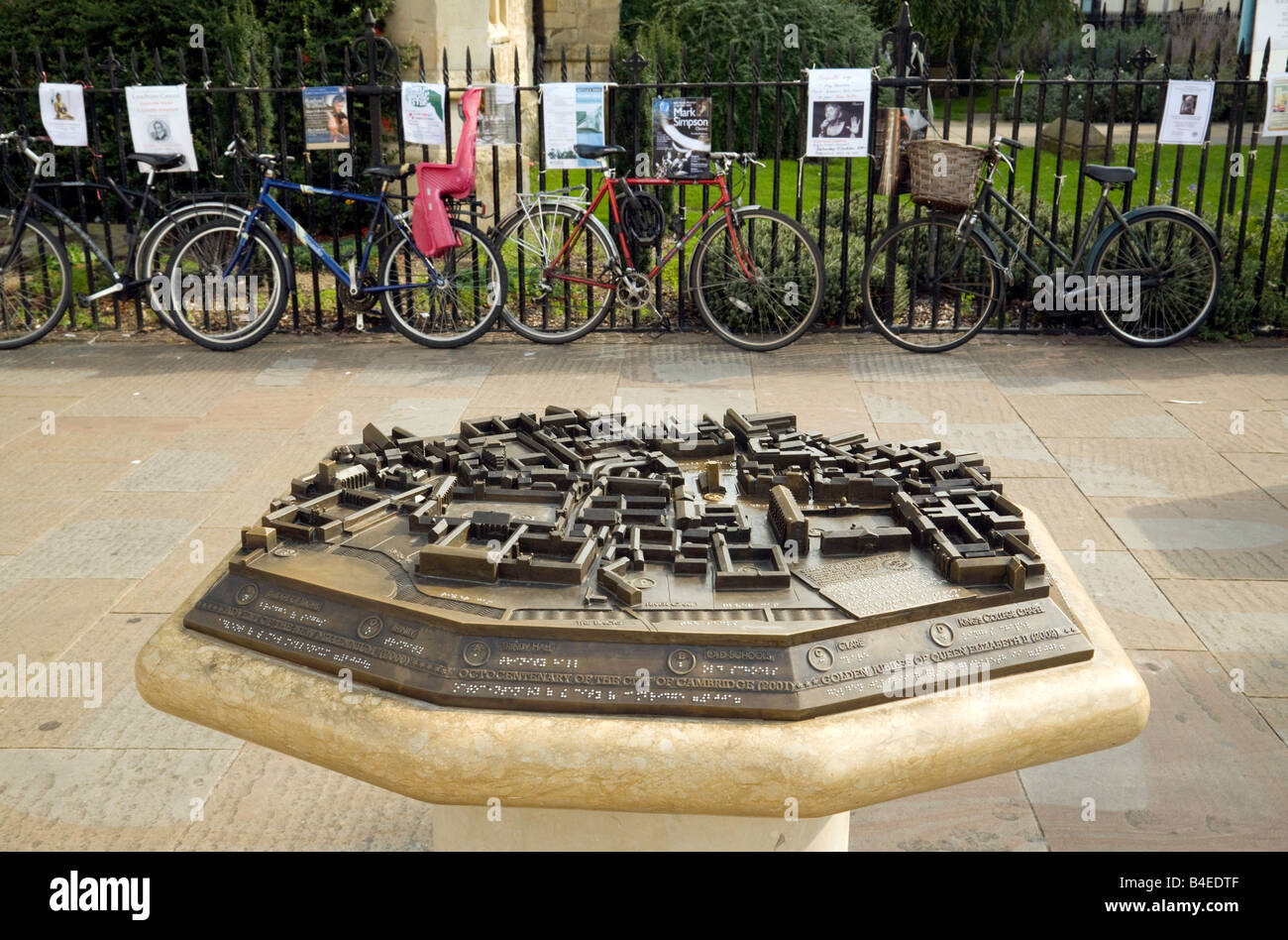 Mappa di Cambridge in Braille , 'Kings Parade' Cambridge, Inghilterra Foto Stock