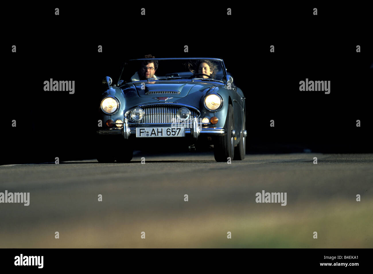 Auto, Austin Healey 3000 MK III, cabriolet, auto d'epoca, anno modello 1963-1968, questa vettura modello anno 1964, argento, convertibile in Foto Stock