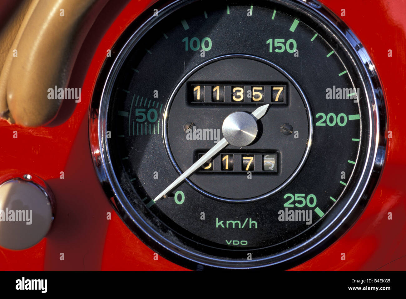 Auto, Porsche 356 Carrera una Speedster, anno modello 1955-1958, cabriolet, rosso, capote aperta, auto d'epoca, anni cinquanta anni cinquanta Foto Stock