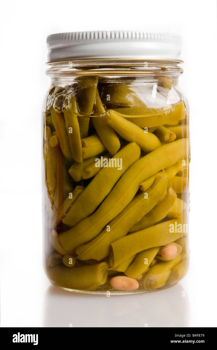 Barattolo di conserve di fagioli verdi Foto Stock