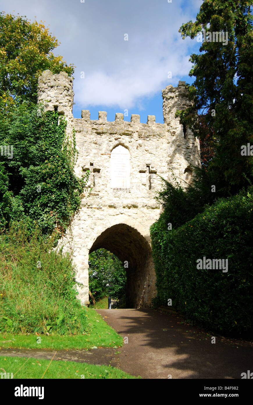 Old Castle Gate, Reigate Castle, Reigate, Surrey, Inghilterra, Regno Unito Foto Stock