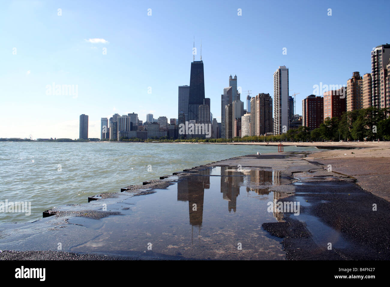 Sullo skyline di Chicago tra cui John Hancock Center. Foto Stock