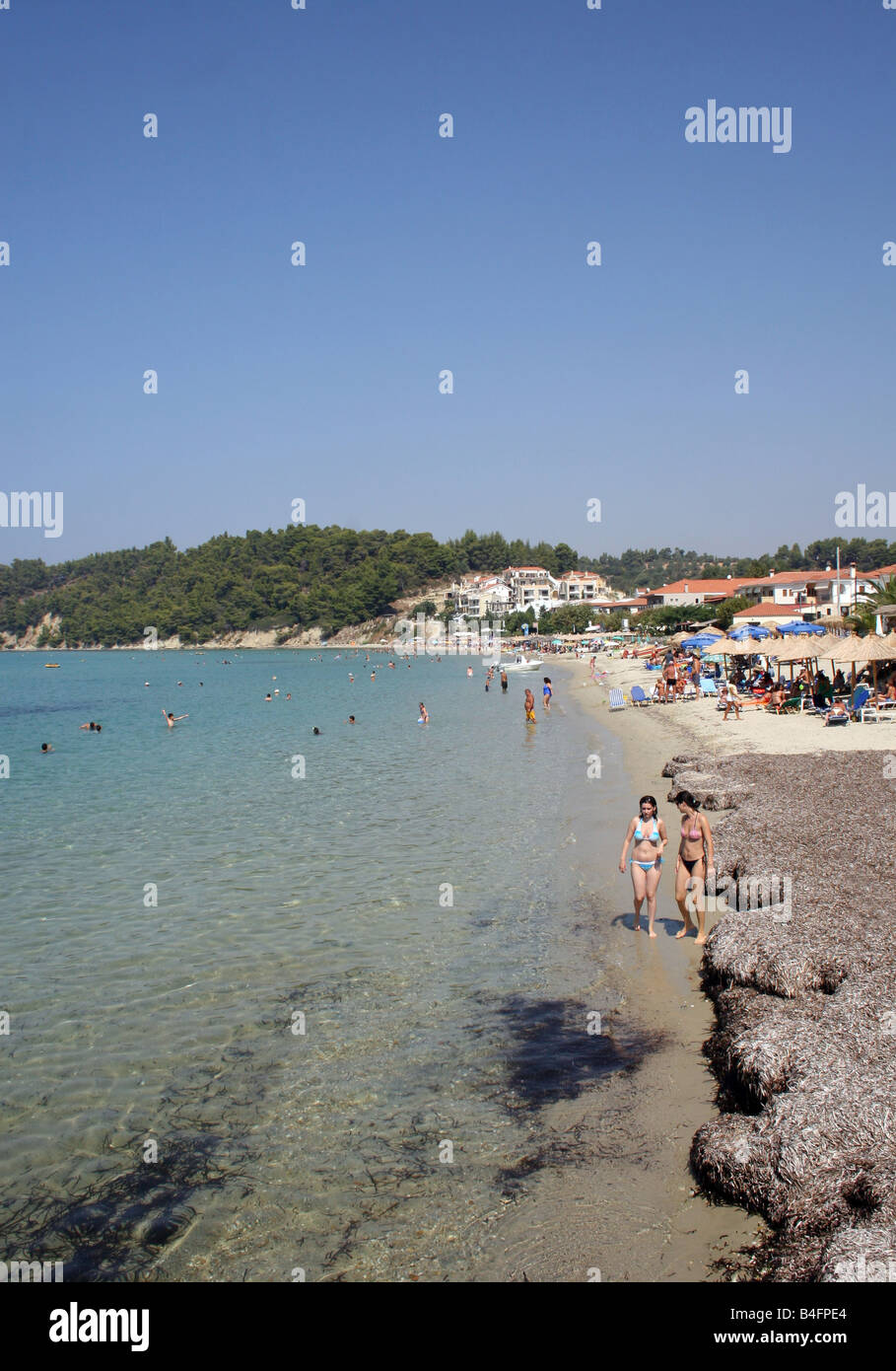 SIVIRI BEACH (nord). Penisola KASSANDRA. HALKIDIKI. La Grecia Foto Stock