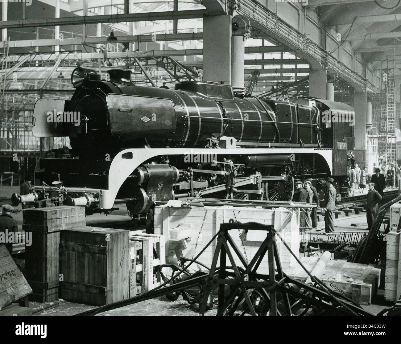 Kelvin Hall Aprile 1951 Festival Esposizione di potenza industriale mostra locomotore costruito a Nord britannico opere locomotiva Springburn Glasgow su dislplay dopo che esso è stato spedito a Melbourne per operare sulle ferrovie Vittoriano Australia Foto Stock