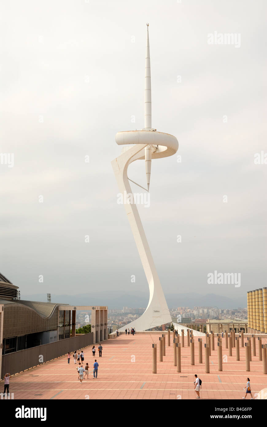 Montjuic Torre di Comunicazione Barcellona, Spagna Foto Stock