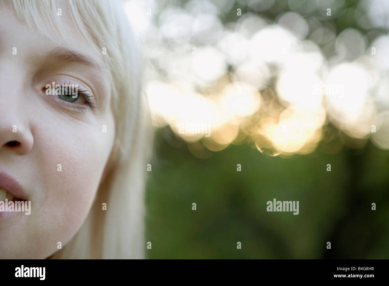 Close up di un volto di donna Foto Stock