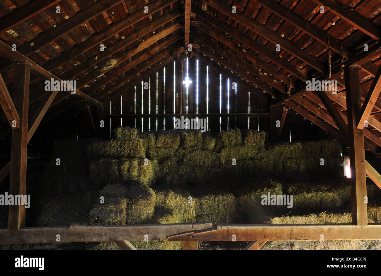 Hay Loft nel 1800s fienile. Rural Illinois Foto Stock