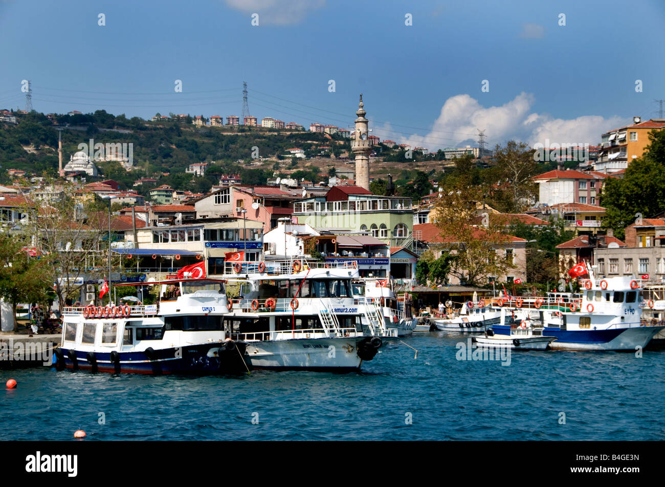 Istanbul Bosforo costa da Yenikoy Tarabya Kirecburnu Byudere Sariyer Rumeli Kavagi Foto Stock