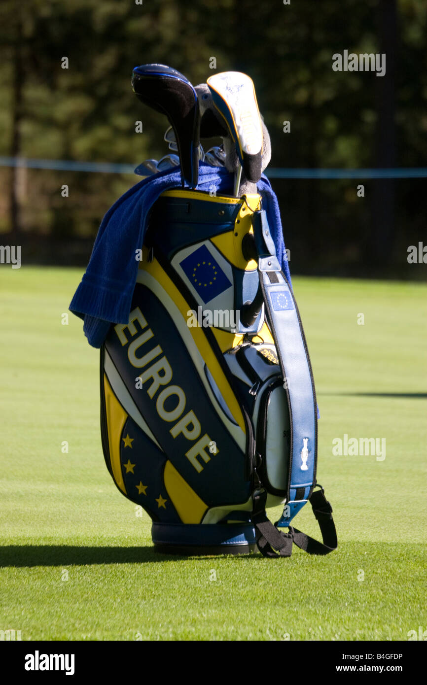 Lateralmente l'Europa della sacca da golf asciugamano fand da Solheim Cup Halmstad Svezia Foto Stock