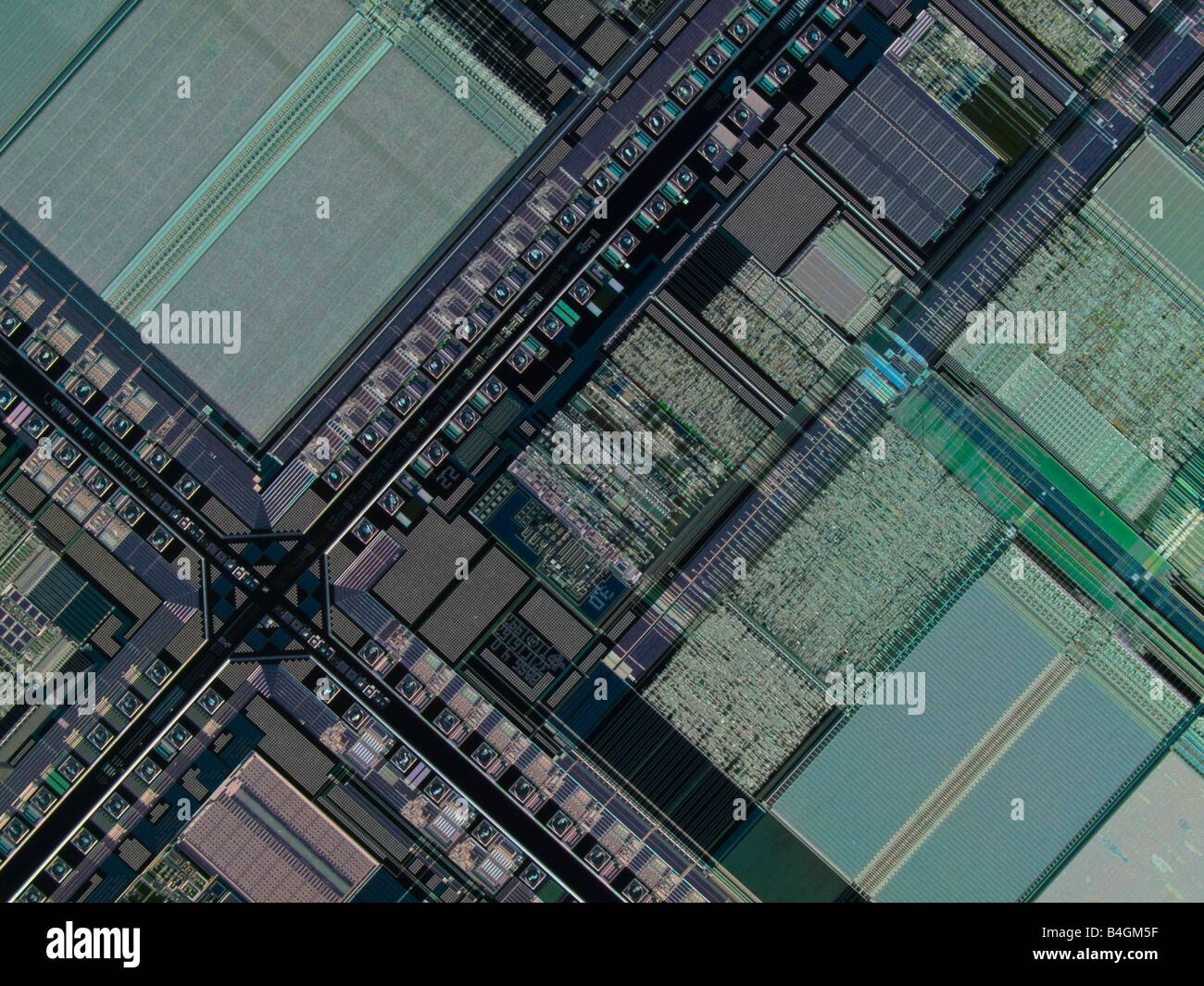 Fortemente ingrandita del wafer di silicio. Foto Stock