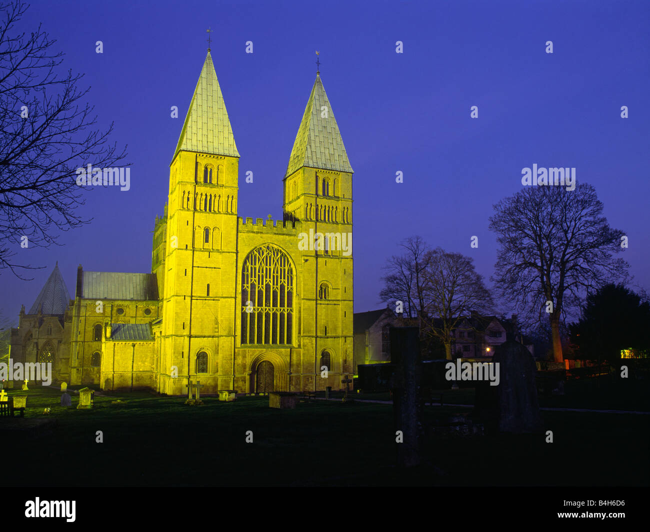 I riflettori Southwell Minster, Nottinghamshire, Inghilterra Foto Stock