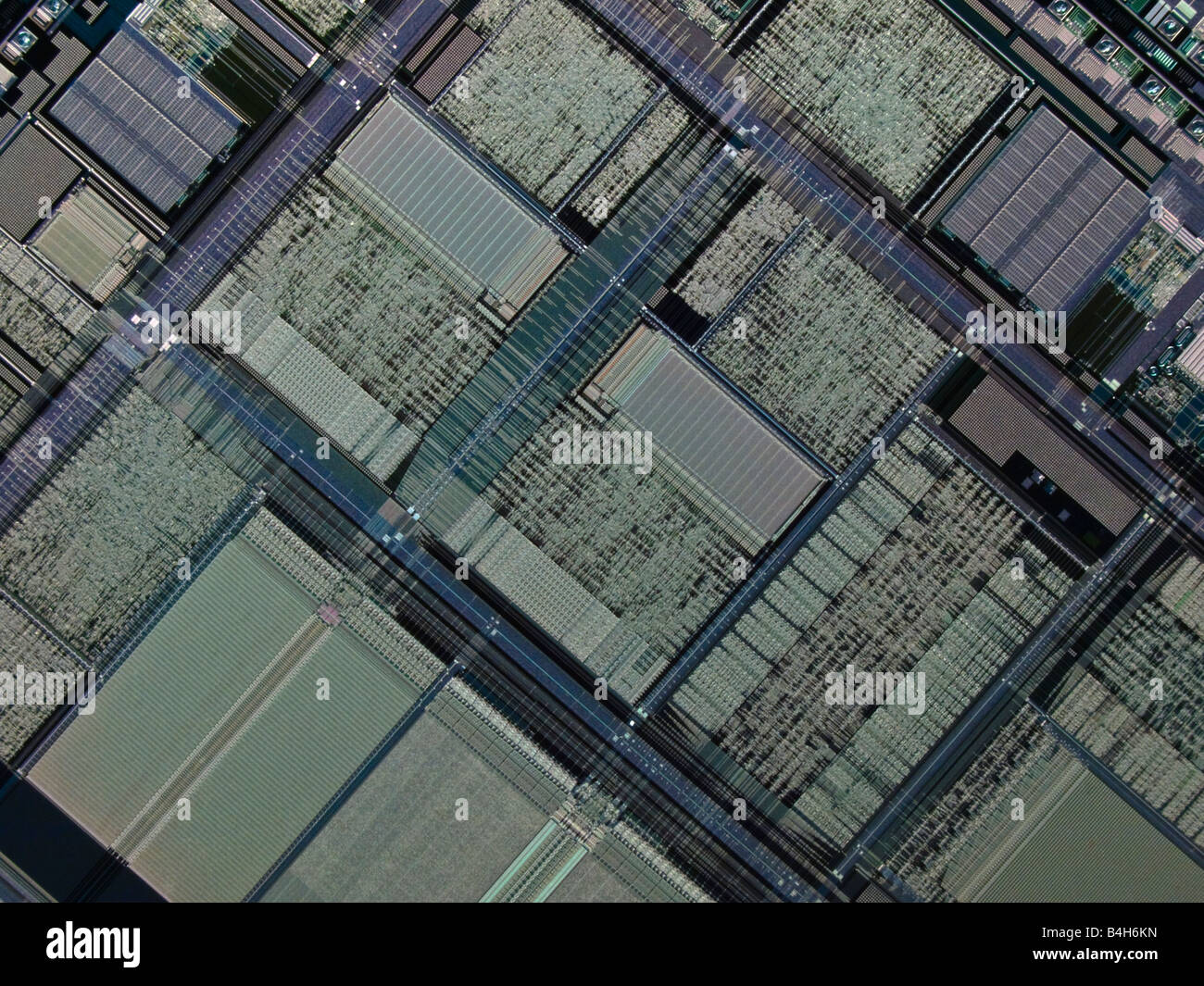 Fortemente ingrandita del wafer di silicio. Foto Stock