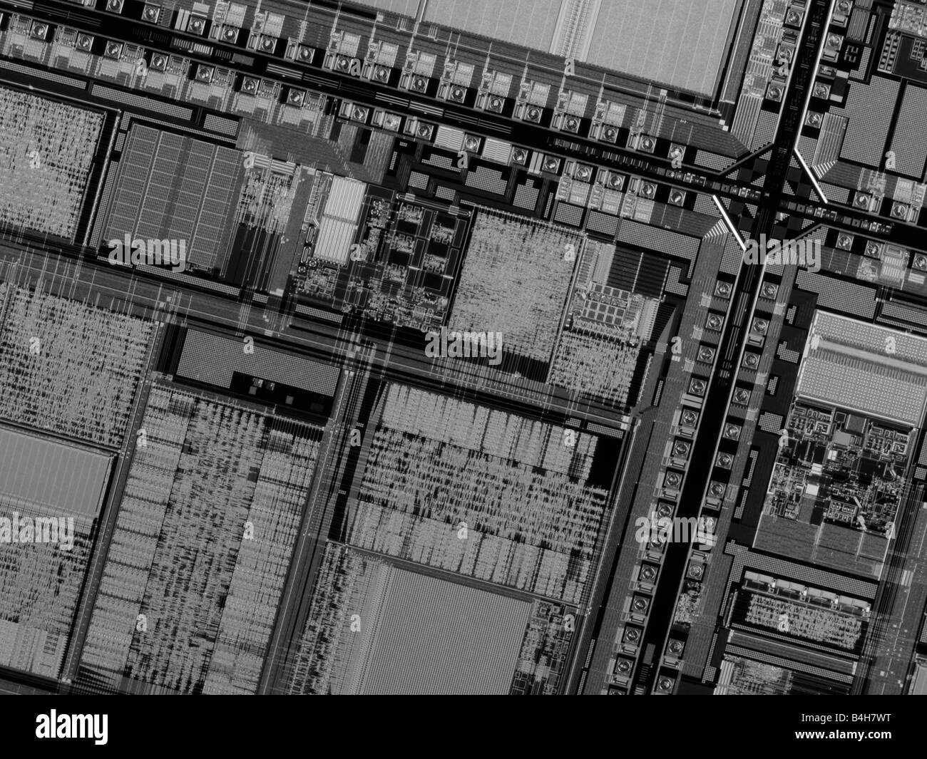 Fortemente ingrandita del wafer di silicio. Foto Stock