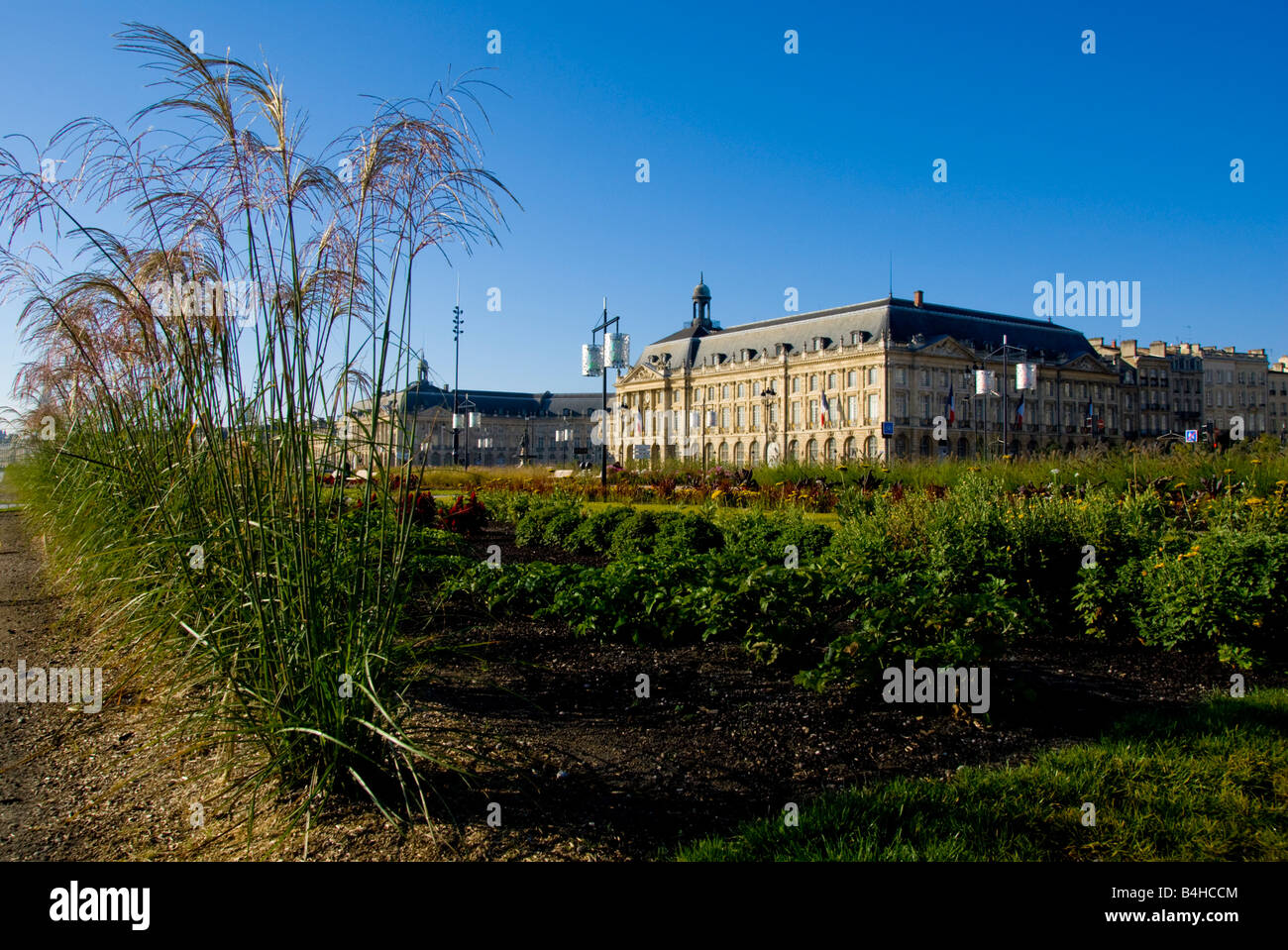 I campi nella parte anteriore dell'edificio Place de la Bourse Bordeaux Gironde Aquitaine Francia Foto Stock