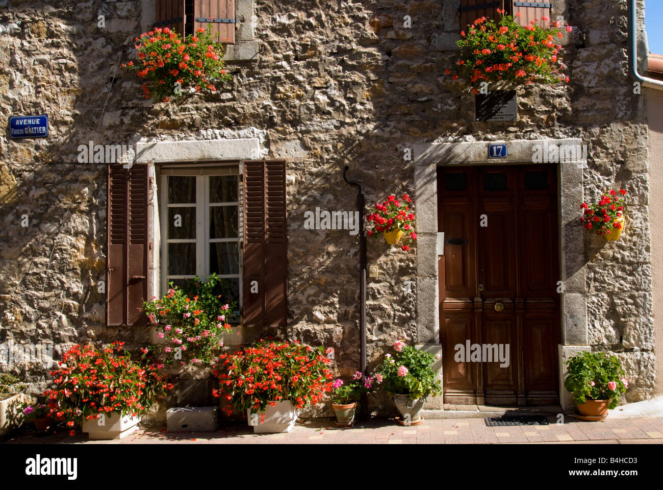 La facciata della casa, Roquefort-Sur-Soulzon, Aveyron, Midi-Pirenei, Francia Foto Stock