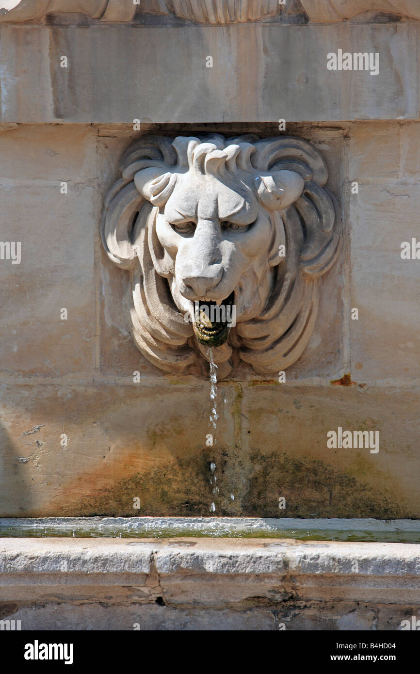 Lion Street Fountain, Valletta, Malta Foto Stock