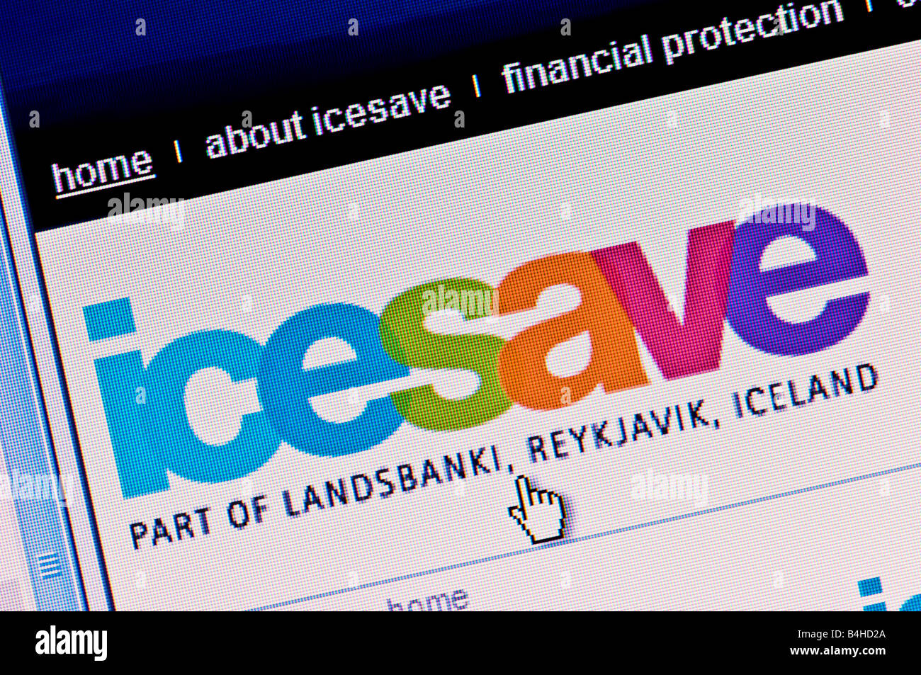 Macro screenshot di Icesave bank sito web (solo uso editoriale) Foto Stock