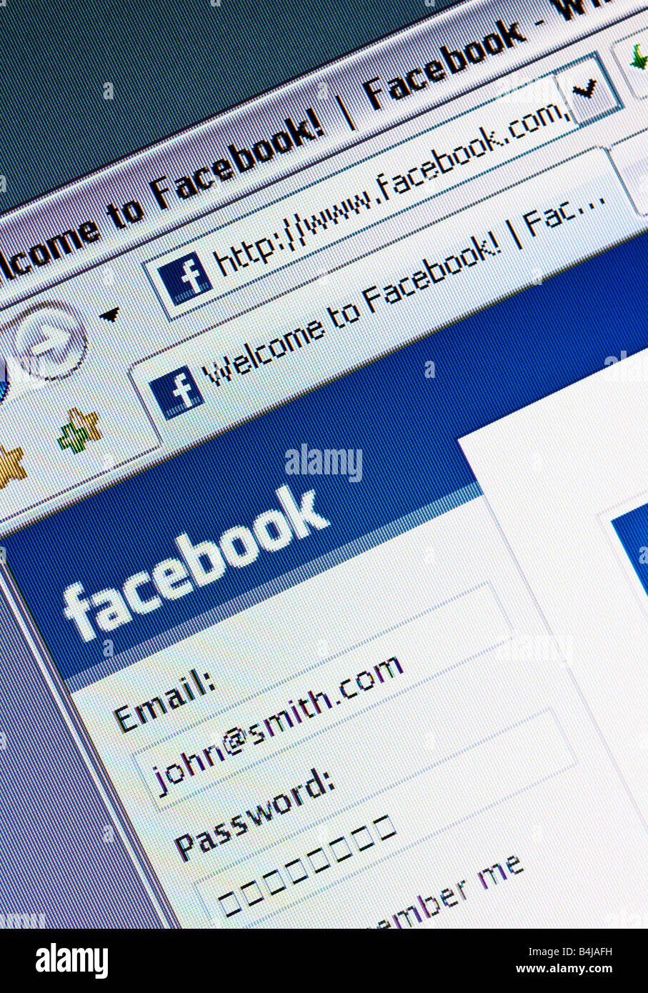 Il social network Facebook website splash screen e il logo Foto Stock
